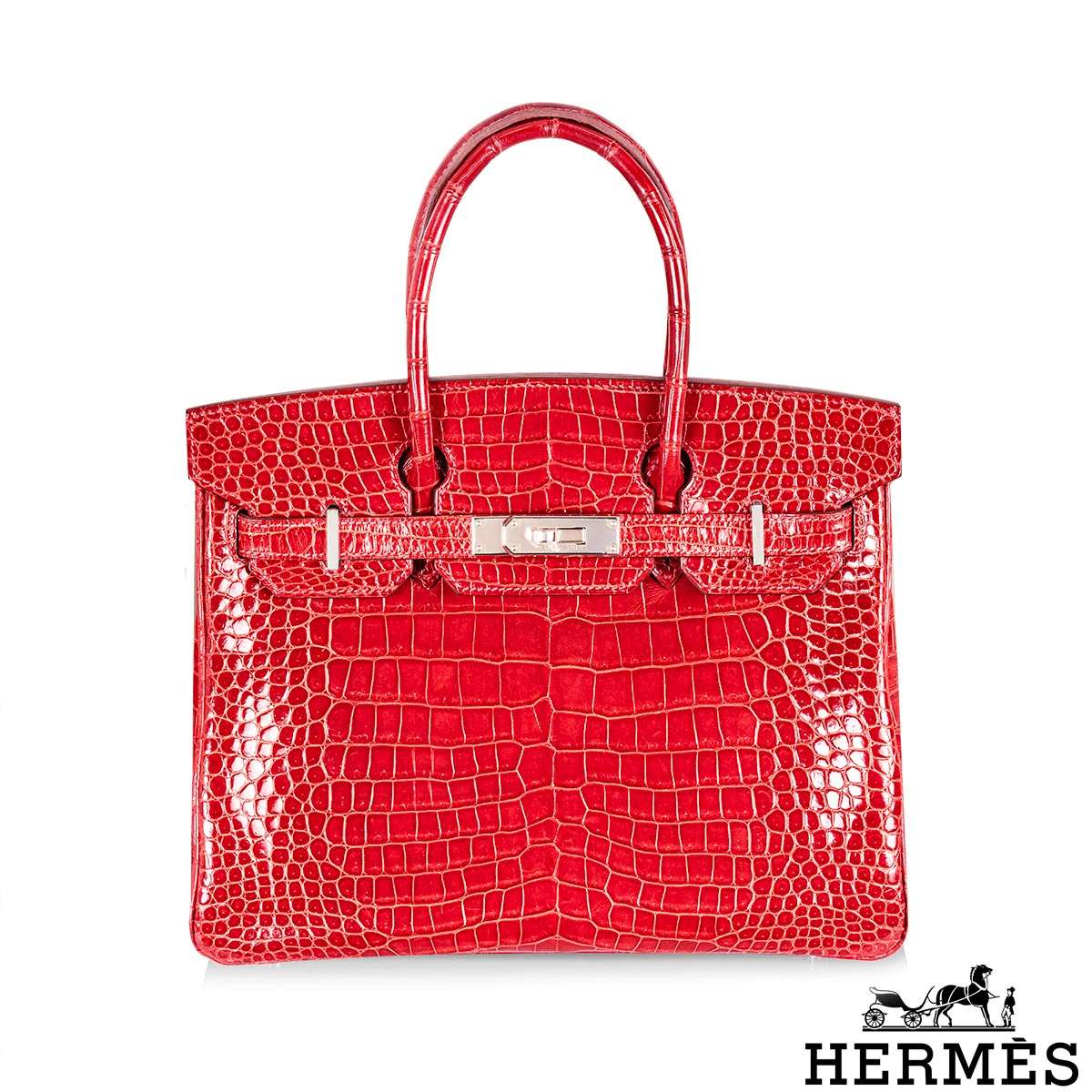 Herm�s Birkin 30cm Rouge Porosus Crocodile Lisse PHW